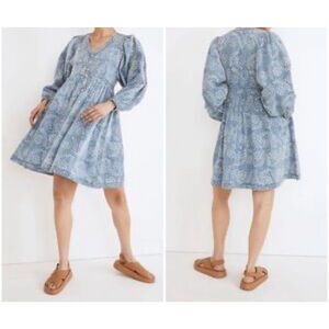 Madewell Light Blue Floral Mini Dress
